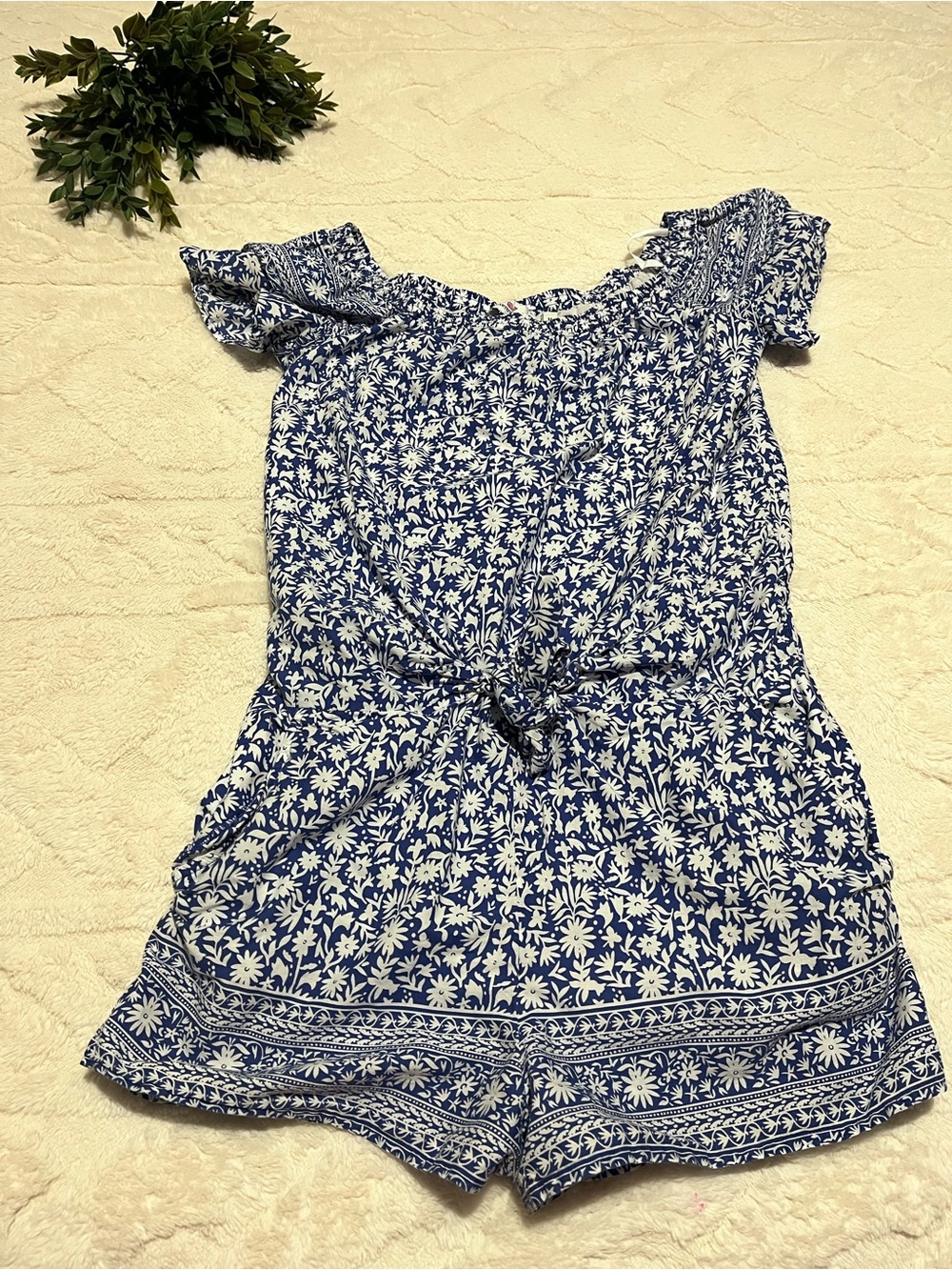 Vineyard Vines Bahamas Otomi Floral Off-Shoulder Romper M